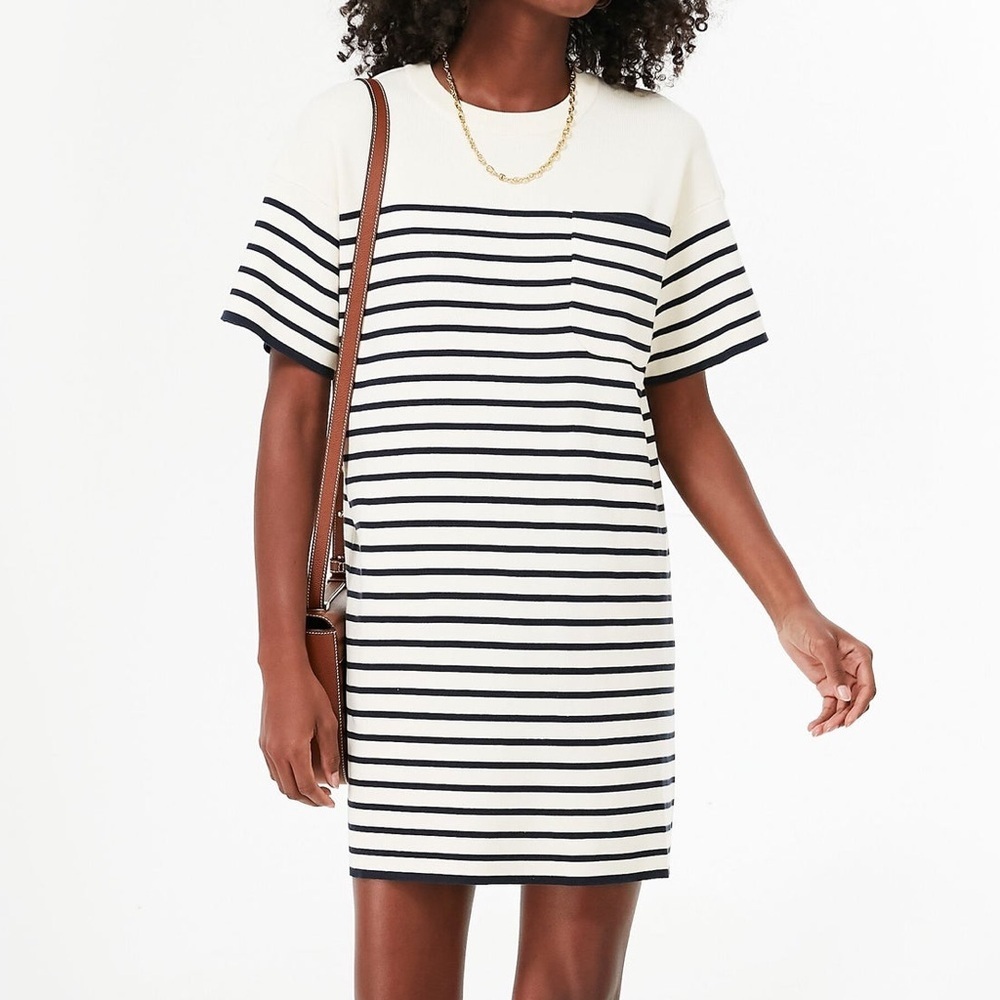 Tuckernuck Dress Navy Knit Striped Frenchie Mini Sz‎ M